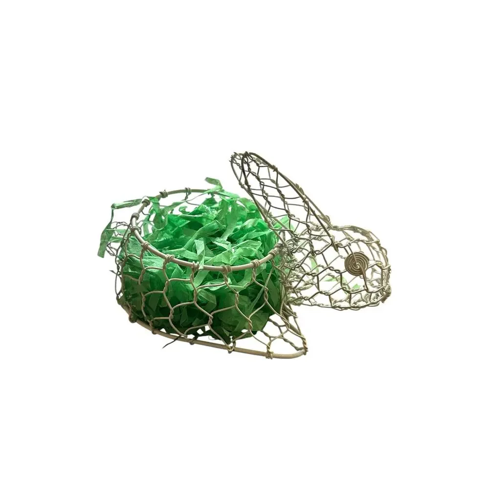 Vintage 90s Shabby Chic Modern FarmhouseWire Easter Bunny Basket – 7” Long